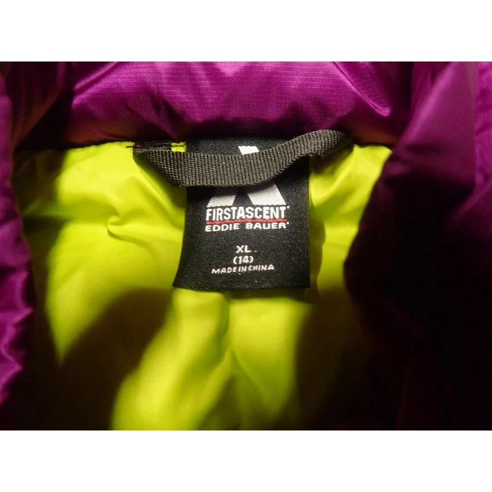 Eddie Bauer First‎ Ascent Puffer Vest Girls XL Purple Excellent 600 Down Quilted